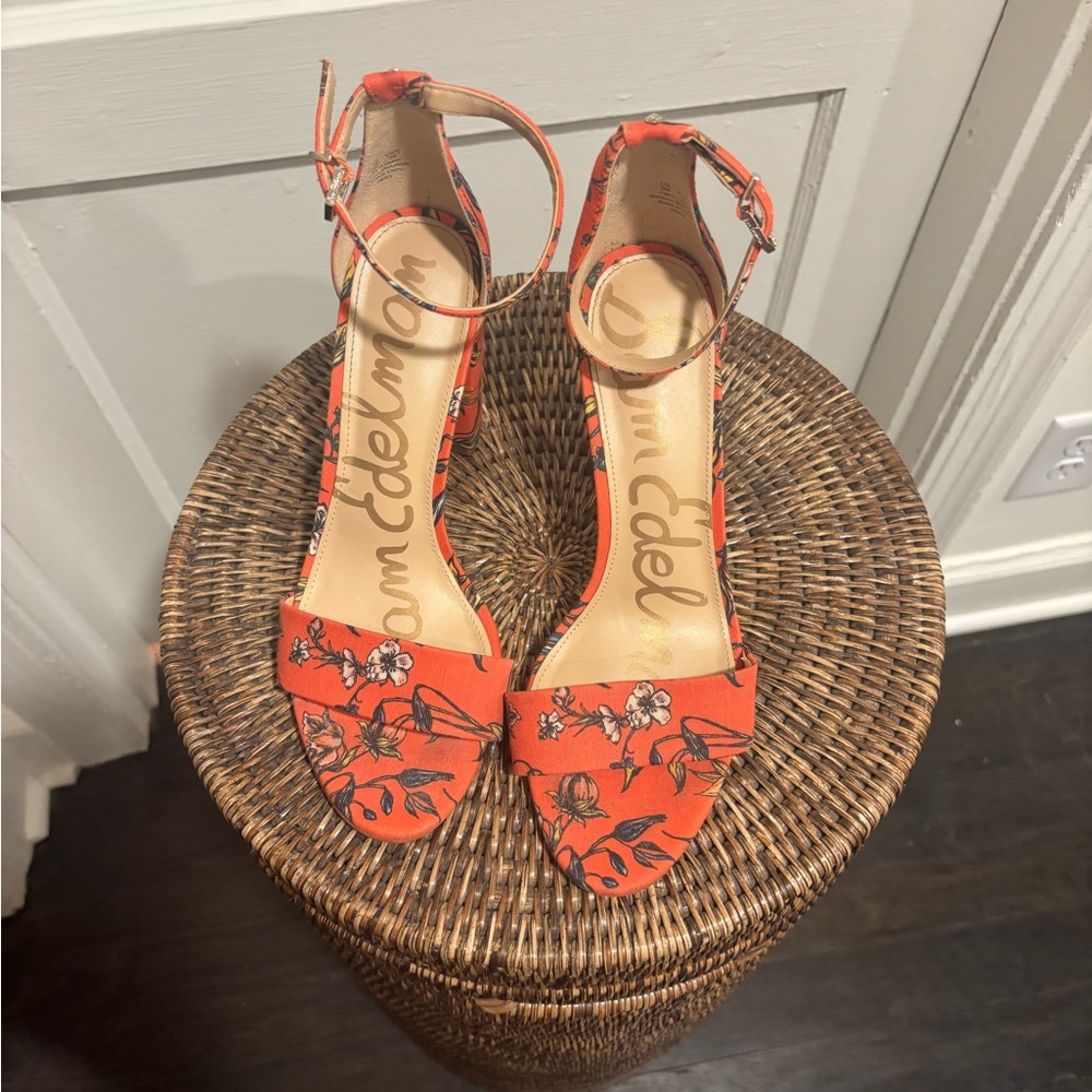 Sam Edelman Orange Floral Heels
